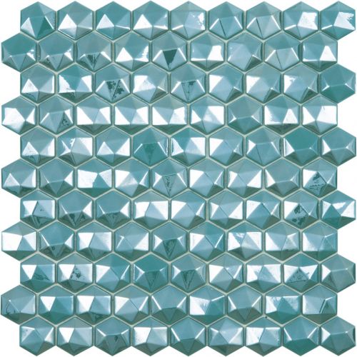  Hexagon Diamond 370D Turquoise 31.7x.30.7 стеклянная мозаика от VIDREPUR
